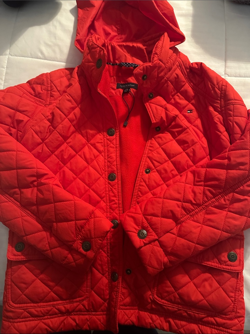 Tommy Hilfiger Kids Quilted Hooded Puffer Jacket - Red